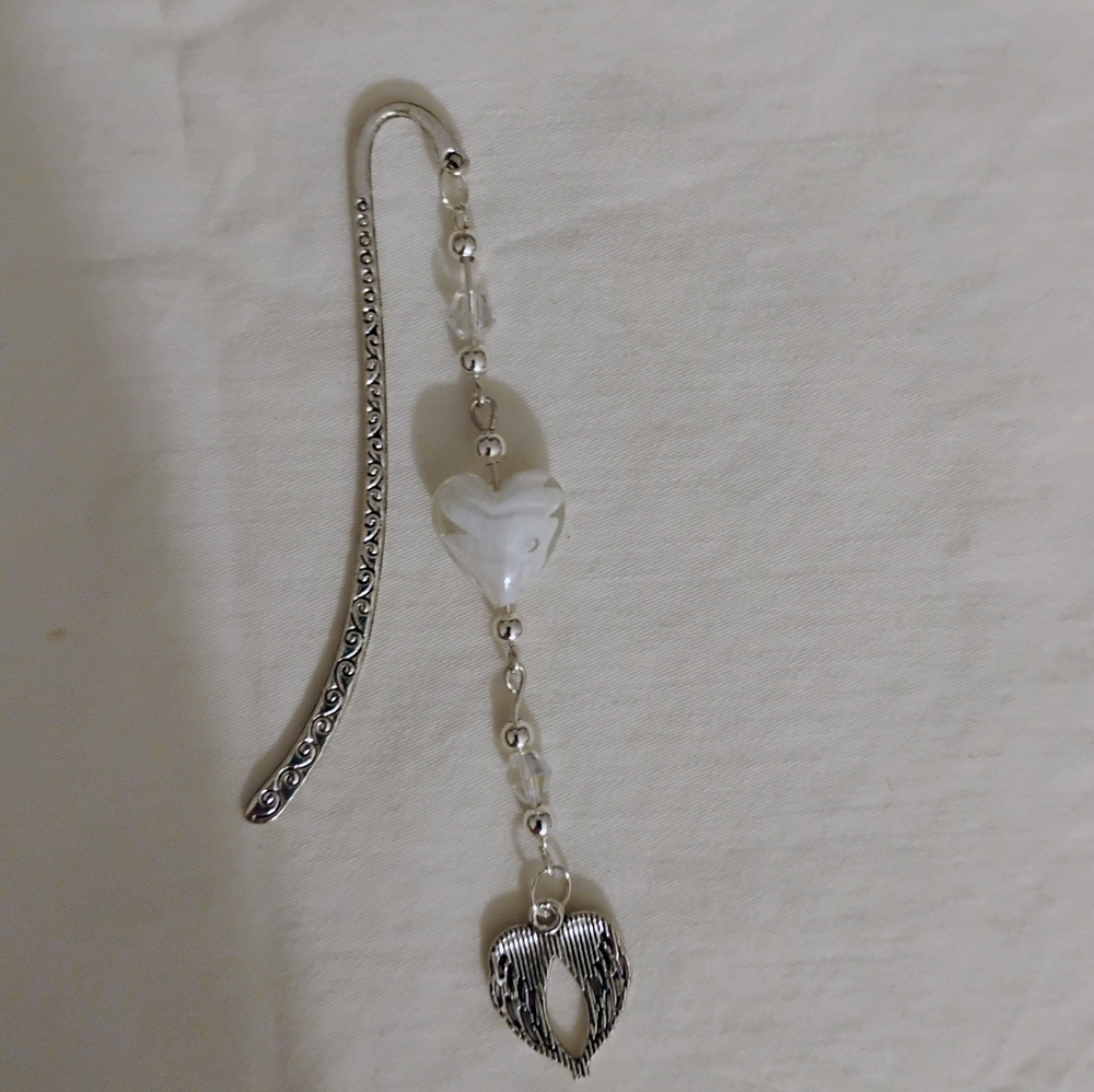 Hand Crafted Bookmark with Glass Heart